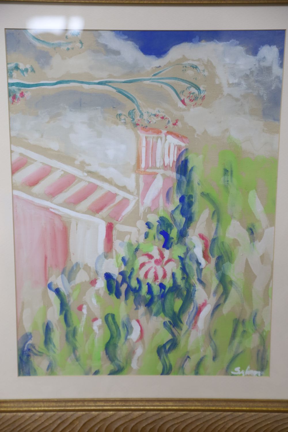 Sylvan Alleyne, watercolour, Lily pond, signed, 43 x 32cm